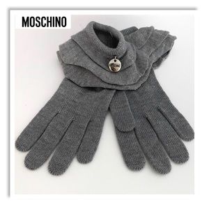 MOSCHINO Wool Pendant Ruffle Cuffs Gloves / New